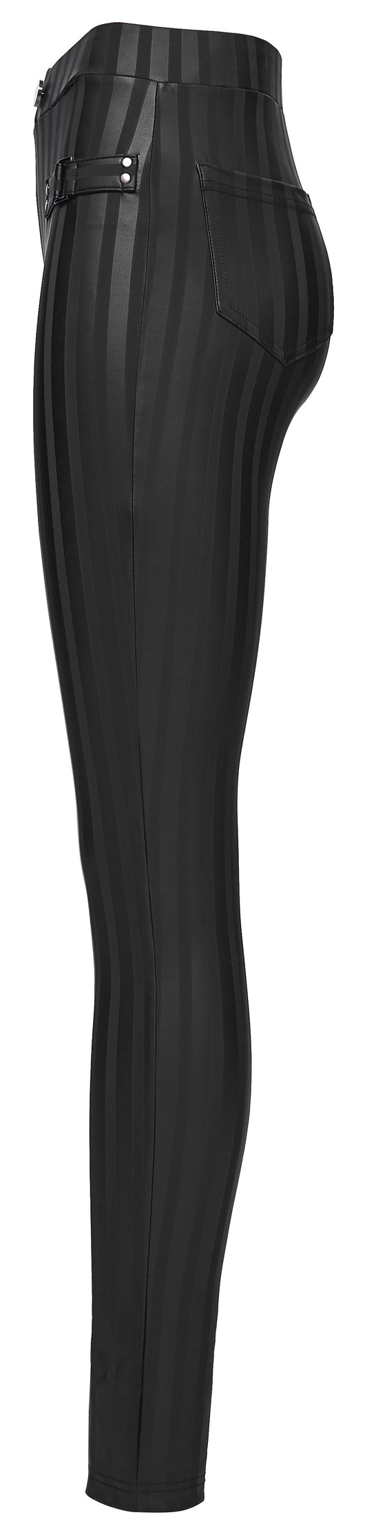 Black Striped Buckle Rave Leggings | Punk Rave