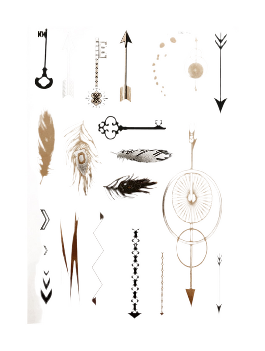 Temporary Flash Tattoos - Transcendence (Metallic Gold, Silver & Black)