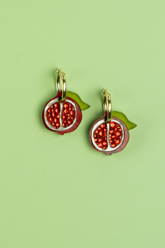 Pomegranate Hoop Earrings | Fruit Jewellery