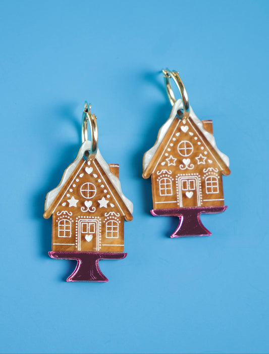 Gingerbread House Hoop Earrings | Christmas Jewellery