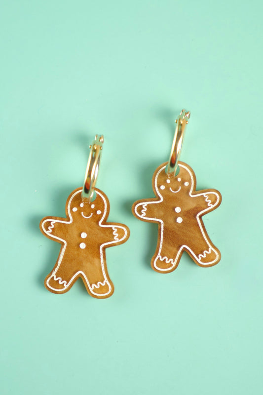 Gingerbread Man Hoop Earrings | Christmas Jewellery
