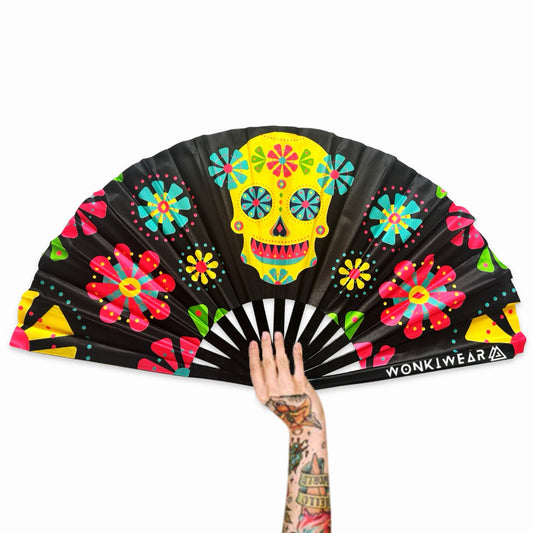 XL Folding Fan - Sugar Skull