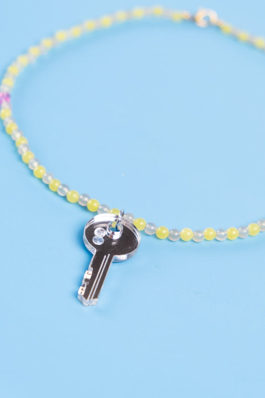 Lemon Jasper Key Necklace | Statement Beaded Jewellery