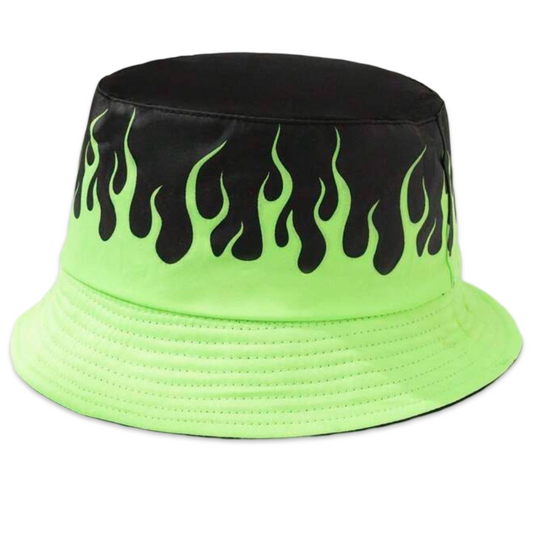 Green and Black Flames Bucket Hat