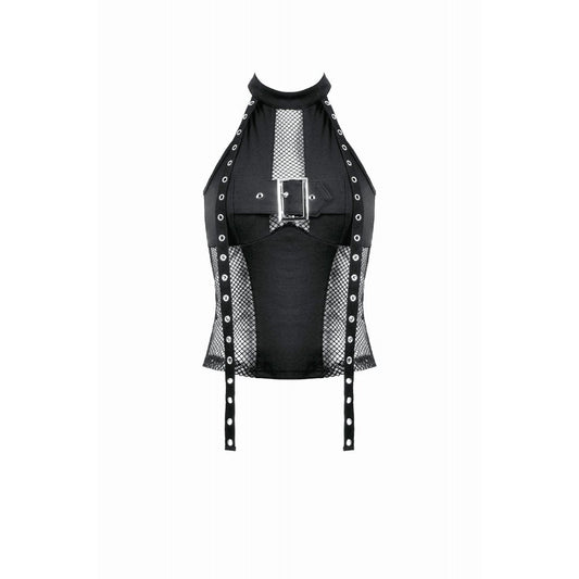 Black Buckle Mesh Rave Top | Dark in Love