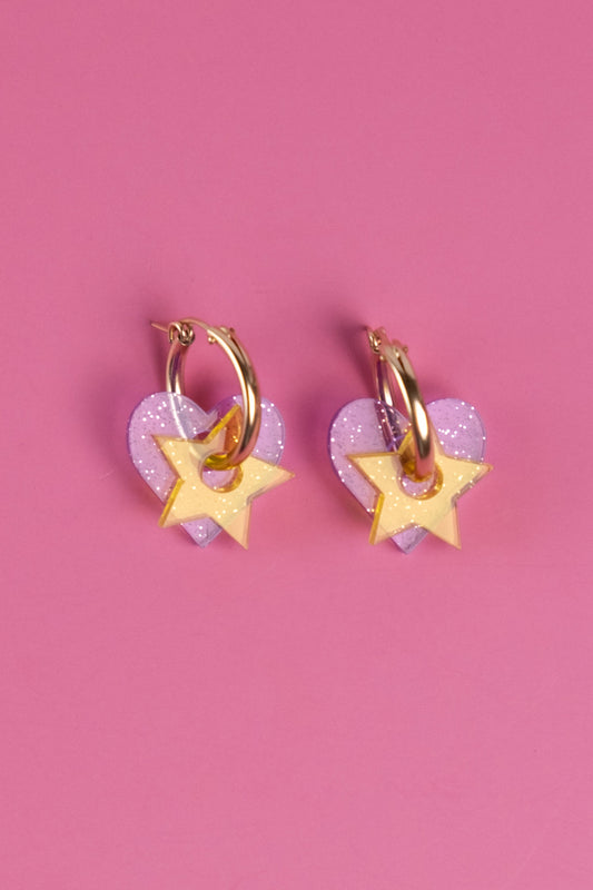Heart & Star Hoop Earrings | Statement Jewellery