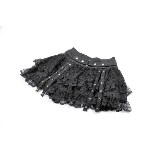 Black Lace Buckle Rave Skirt | Dark in Love