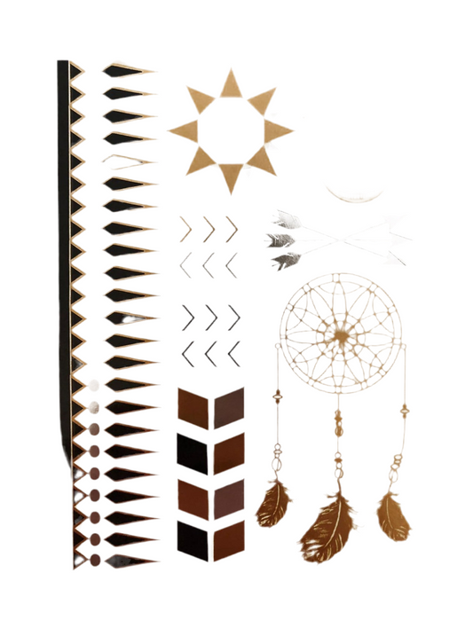 Temporary Flash Tattoos - Mantra (Metallic Gold & Black)