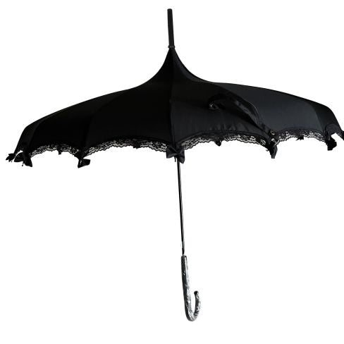 Gothic Lace and Bows Pagoda Umbrella - Black