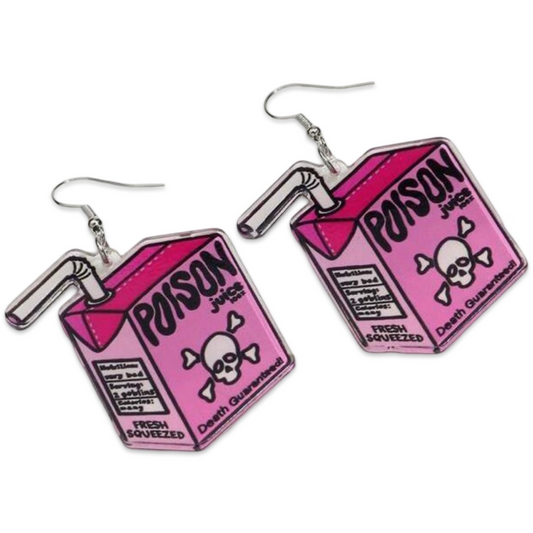 Earrings - Pink Poison Juice Carton drops