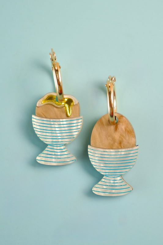 Dippy Egg Hoop Earrings | Handmade Food Jewellery