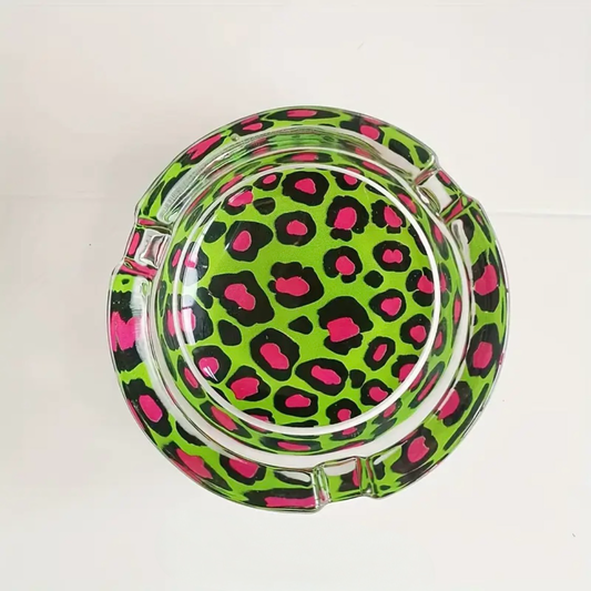 Ashtray - Green and Pink Leopard Print