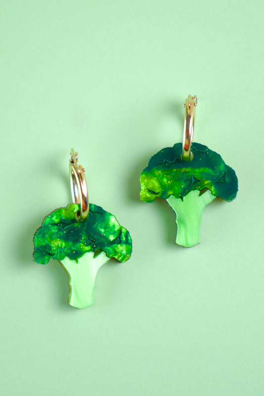 Broccoli Hoop Earrings | Food Statement Jewellery