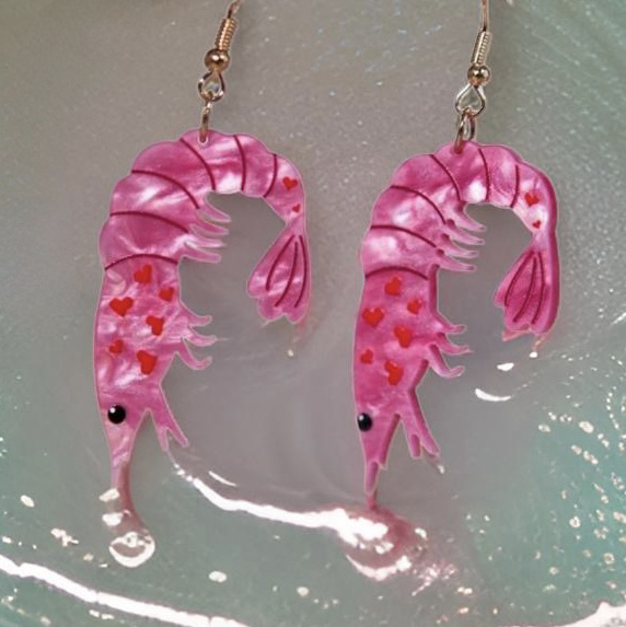 Earrings - Prawn Shrimp Pink