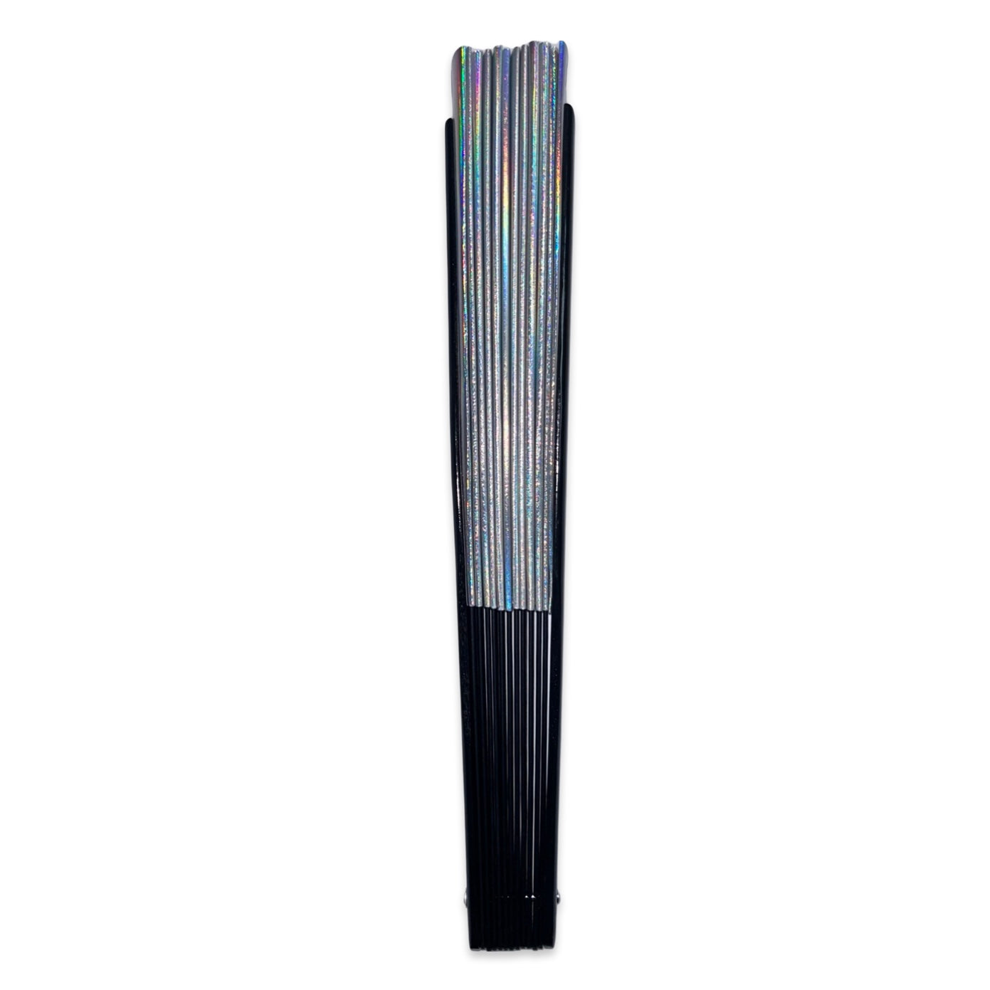 XL Foldable Hand Fan - Galaxy Range, Mercury Iridescent Metallic Silver