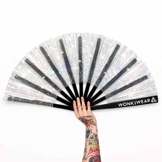 XL Festival Fan - Disco Glitter, Clear