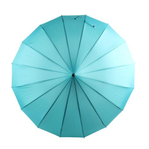 Timeless Turquoise Pagoda Umbrella viewed from underneath showing its pagoda-style canopy
