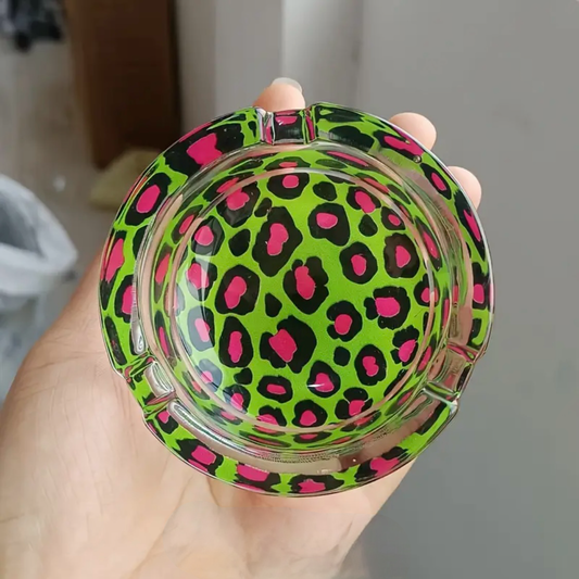 Ashtray - Green and Pink Leopard Print