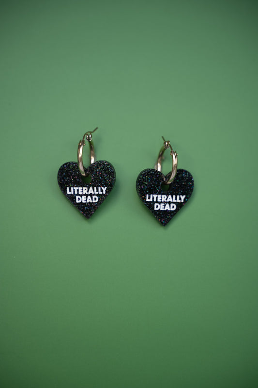 Literally Dead Heart Hoop Earrings | Gothic Statement Jewellery