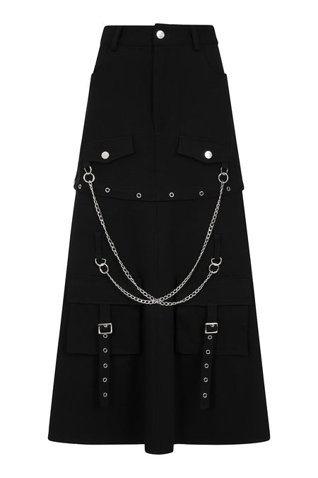 Black Zip-Off Cargo Rave Skirt | Banned Apparel