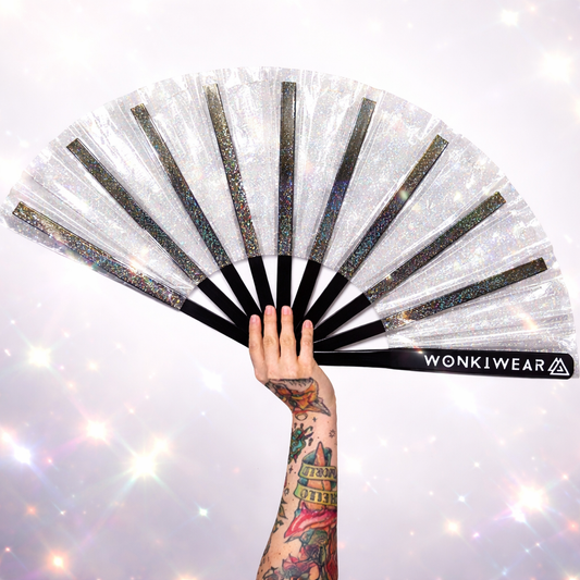 XL Festival Fan - Disco Glitter, Clear