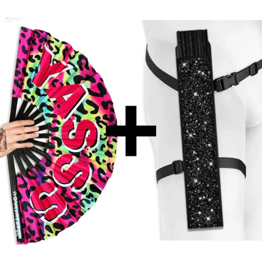 XL Festival Fan - Rainbow Leopard Yasss