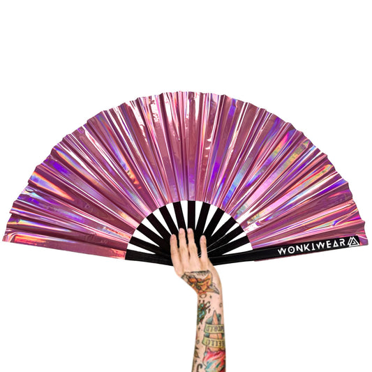 XL Festival Fan - Iridescent, metallic pink