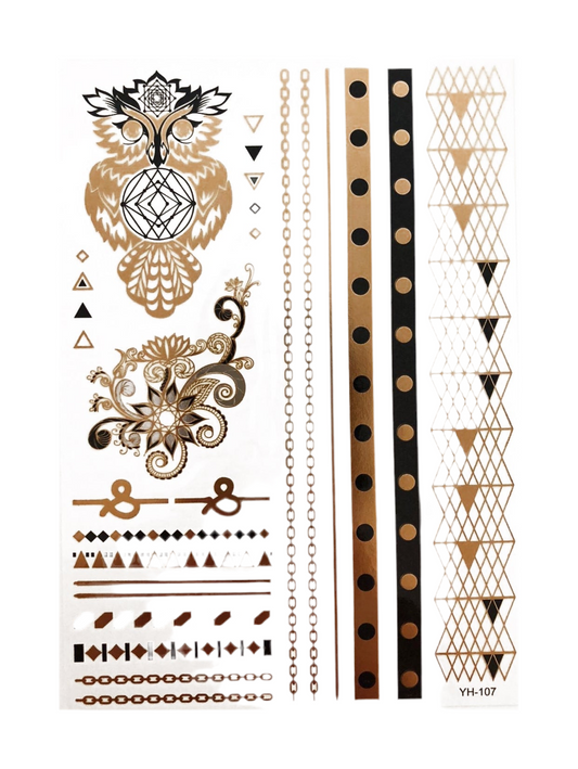 Temporary Flash Tattoos - Chakra (Metallic Gold & Black)