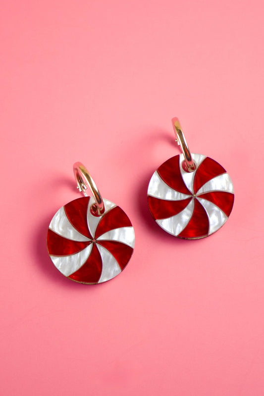 Candy Swirl Hoop Earrings | Christmas Jewellery