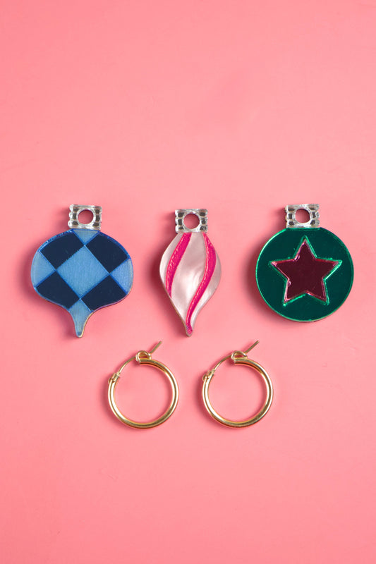 Christmas Baubles Hoop Earrings | Set of 3