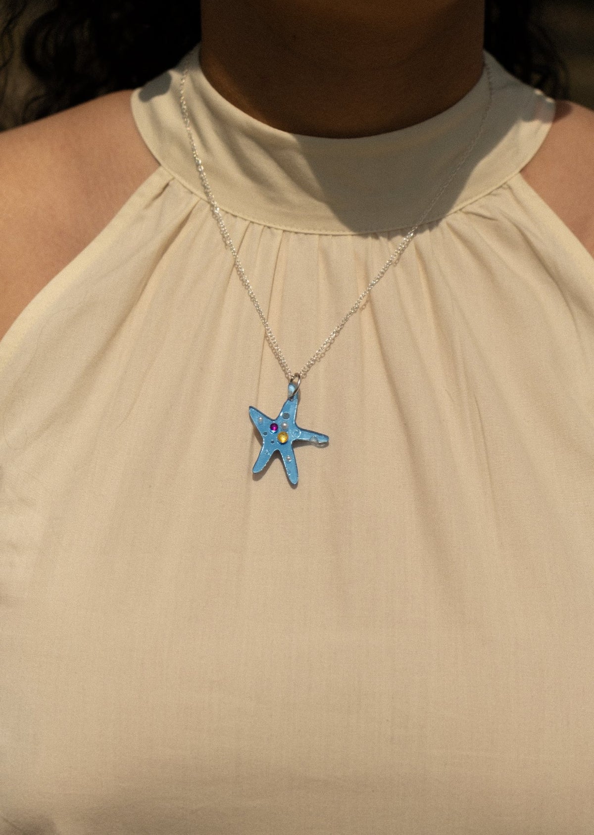 Blue Starfish Necklace | Coastal Statement Jewellery