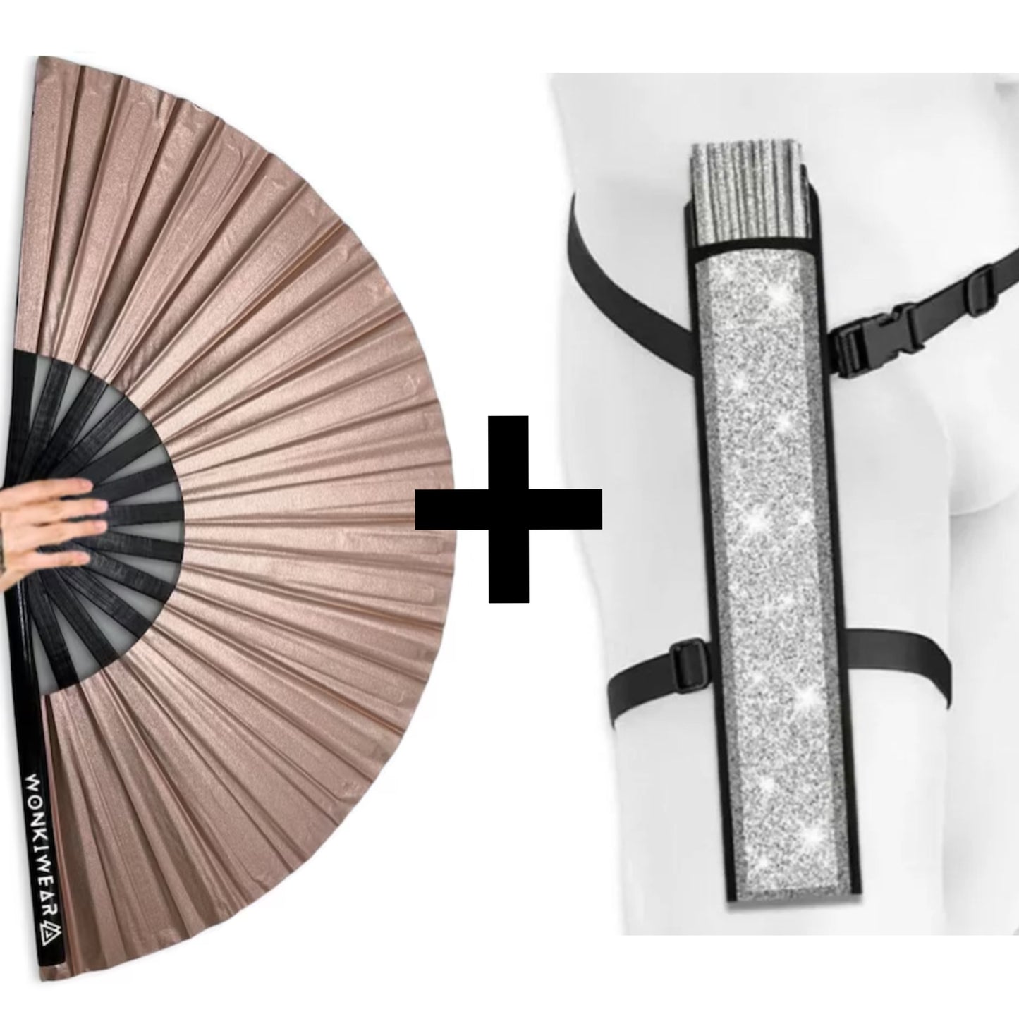 XL Festival Fan - Shimmery Metallic, Rose Gold