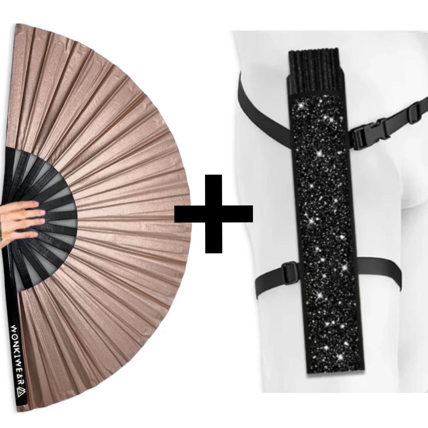 XL Festival Fan - Shimmery Metallic, Rose Gold