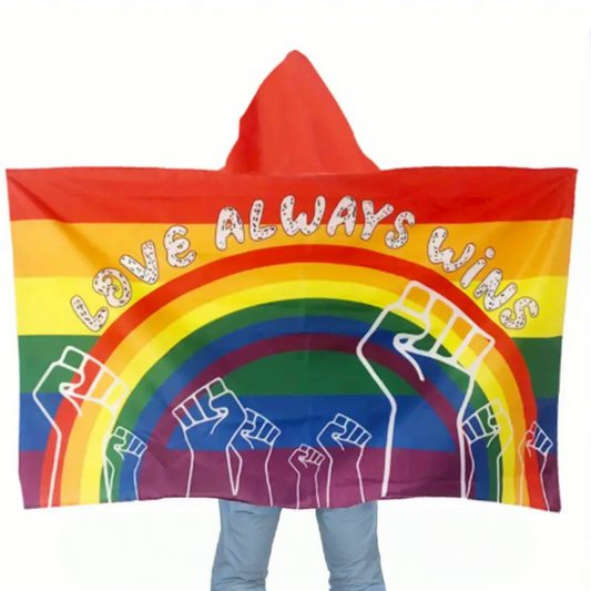 Wearable Hooded Flag - Rainbow Pride, Love Wins