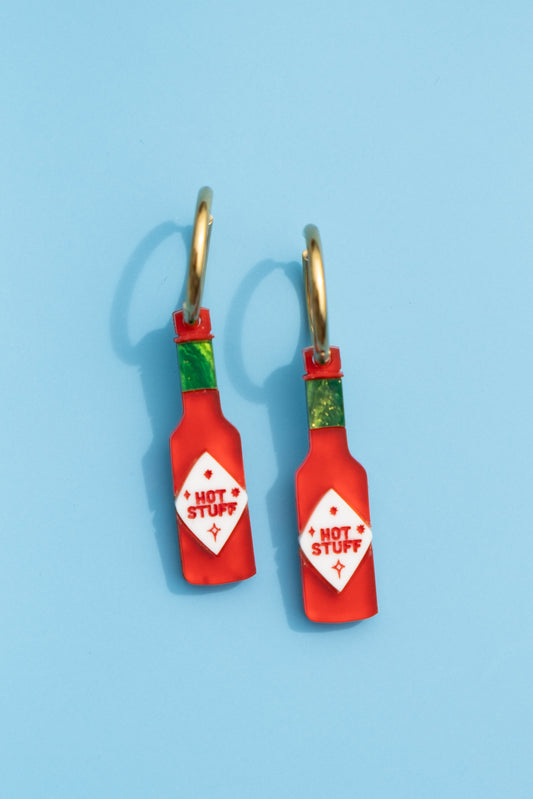 Hot Sauce Hoop Earrings | Food Statement Jewellery