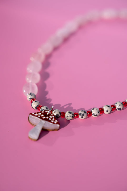 Mushroom Forest Beaded Necklace | Woodland Statement Jewellery