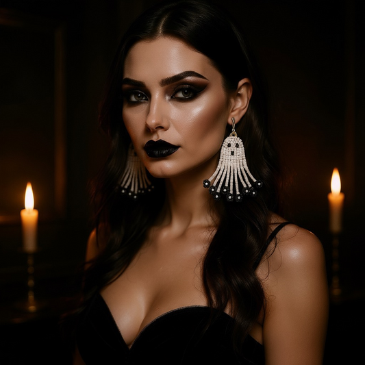 Beaded Earrings - Handmade Halloween Ghosts