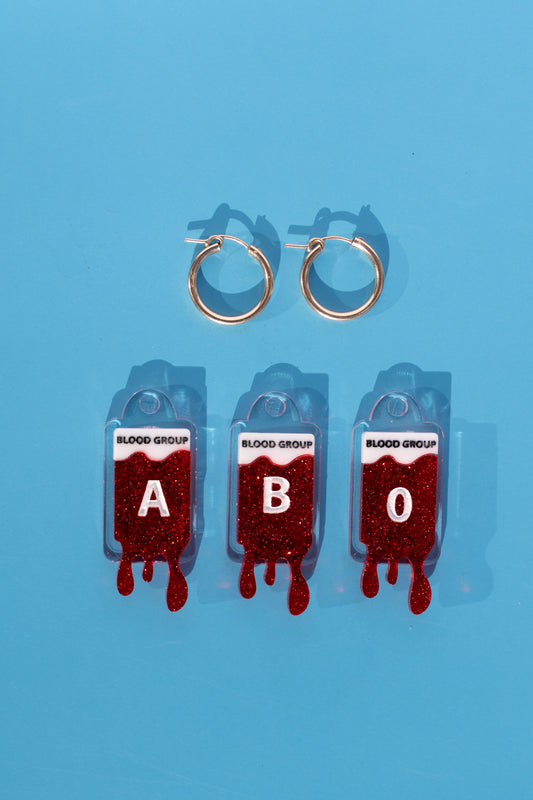 Blood Bag Hoop Earrings | Blood Type Jewellery