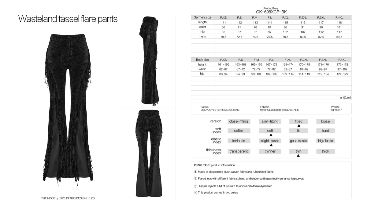 Black Tassel Flare Rave Trousers | Punk Rave