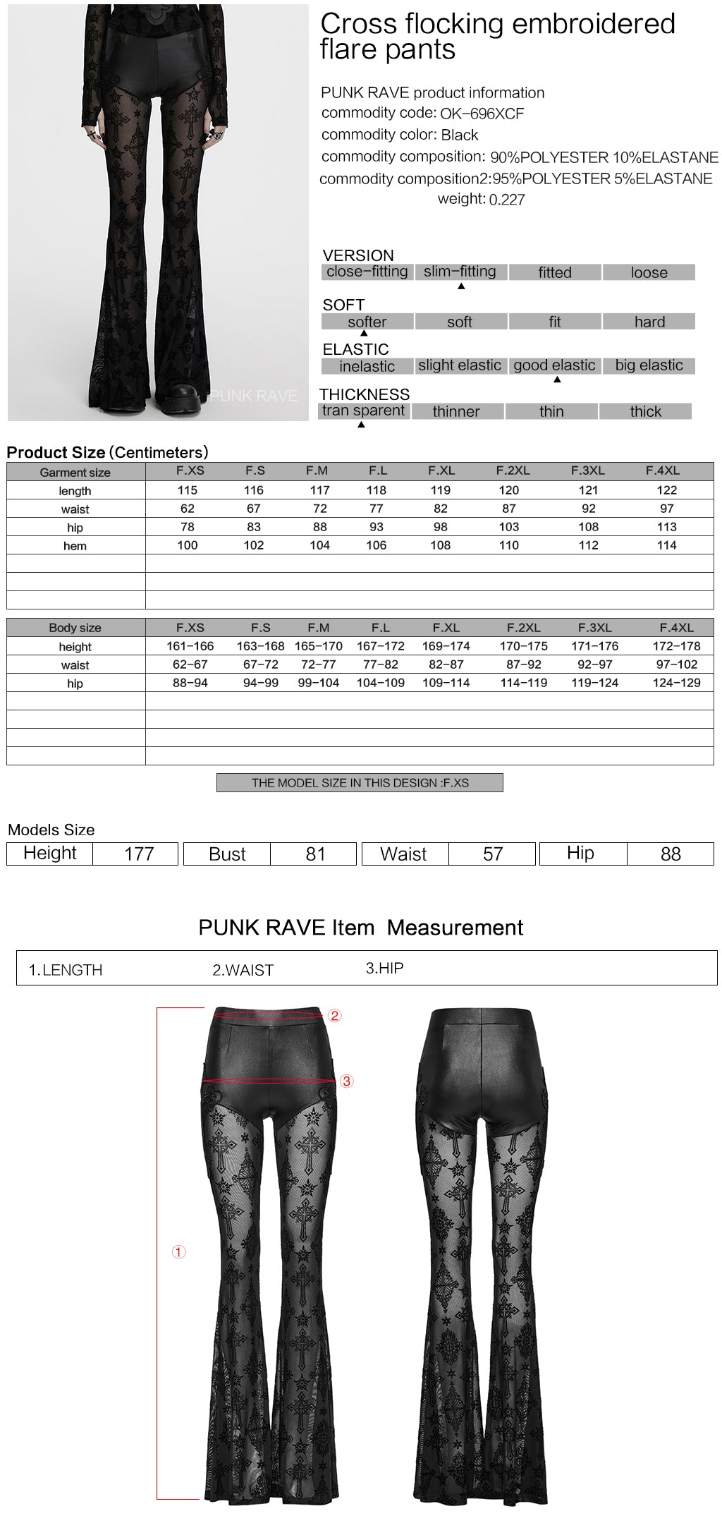 Black Cross Flocking Flared Rave Leggings | Punk Rave