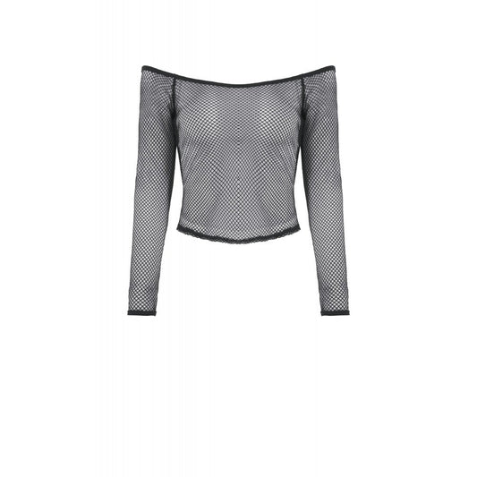 Black Fishnet Off-Shoulder Rave Top | Dark in Love