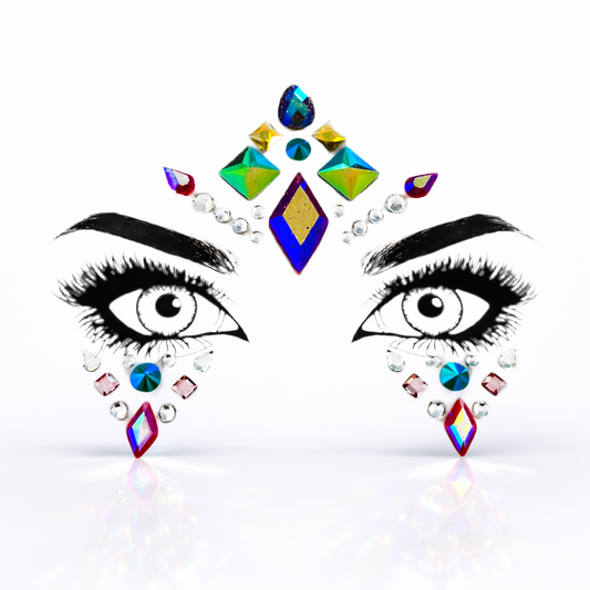 Athena festival face jewels self adhesive rave face gems with colourful crystals for festivals and parties