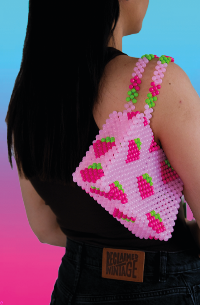 Strawberry Shortcake Bead Bag | Pink Strawberry Bag
