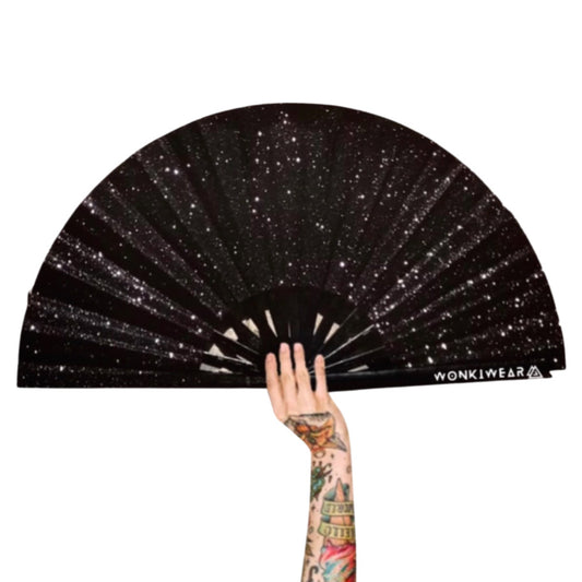 XL Festival Fan - Glitter, Black Beauty with matching Leg Holster