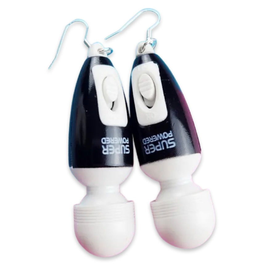 Festival Accessories - Weird Earrings - Black & white cow drops WonkiWear Festival Accessories - Weird Earrings - Black & white cow drops WonkiWear