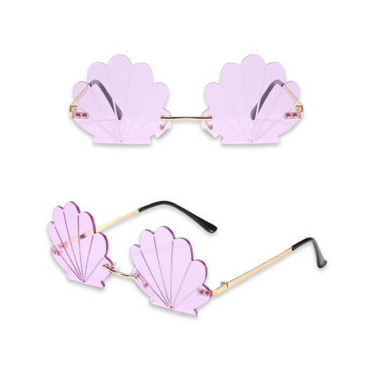 Sunglasses - Mermaid Shell shaped colour therapy glasses, Lilac