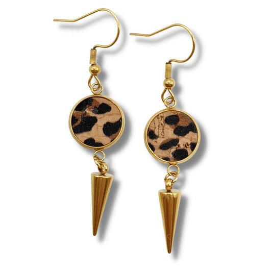 Spiked Leopard Cork Earrings | Statement Jewellery