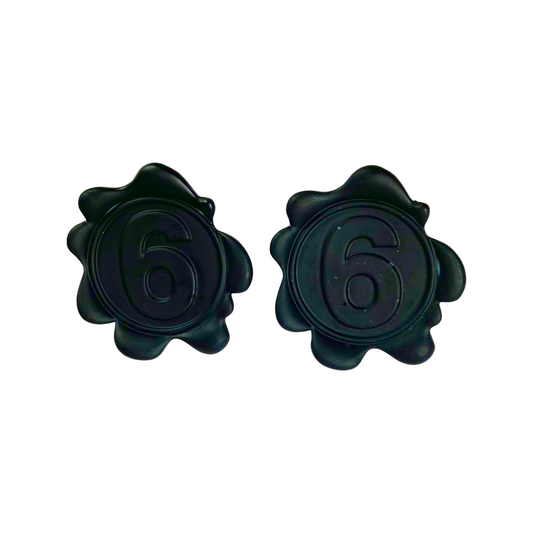Earrings - Oversized black wax stamp studs