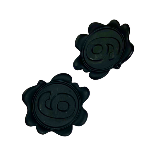 Earrings - Oversized black wax stamp studs
