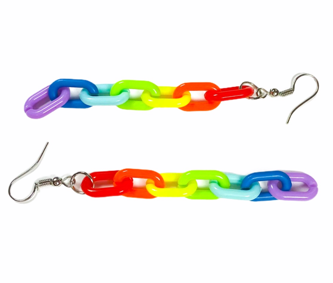 Rainbow chain earrings deals
